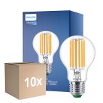 Mehrfachpackung 10x Philips MASTER LED Glühbirne Ultra Efficient E27 Birne Klar 5.2W 1095lm - 830 Warmweiß | Ersatz Für 75W