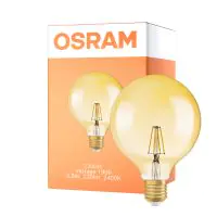 Osram Vintage 1906 LED E27 Globe Filament Dorée 125mm 2.8W 200lm - 824 Blanc Très Chaud | Équivalent 25W