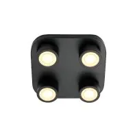 Nordlux Clyde Plafonnier 4-Spot Métal Noir 14W 950lm - 827 Blanc Très Chaud | 85mm - 3 Niveaux De Gradation Dimmable