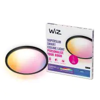 WiZ Smart LED Plafonnier SuperSlim Noir 22W 2600lm - 922-950 Variable Blanc + RGB | IP20 - Meilleur Rendu Des Couleurs - Wifi Dimmable