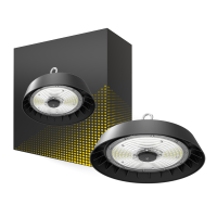Bright Choice Highbay LED Acier Noir 150W 25500lm 90D - 757 Blanc Froid | IP65 - avec Détecteur de Mouvement et de Lumière 